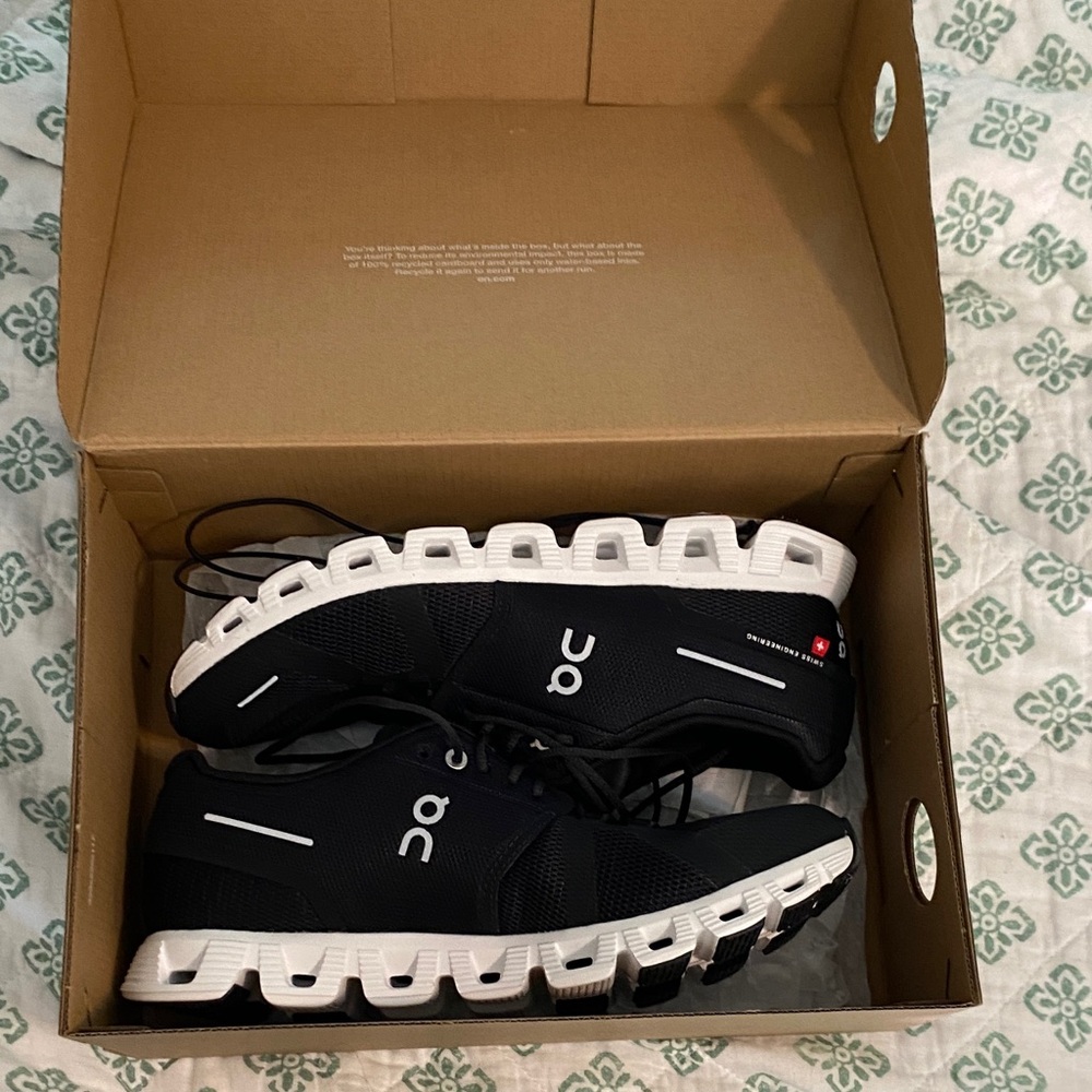 On Cloud 5 Black and White Shoes